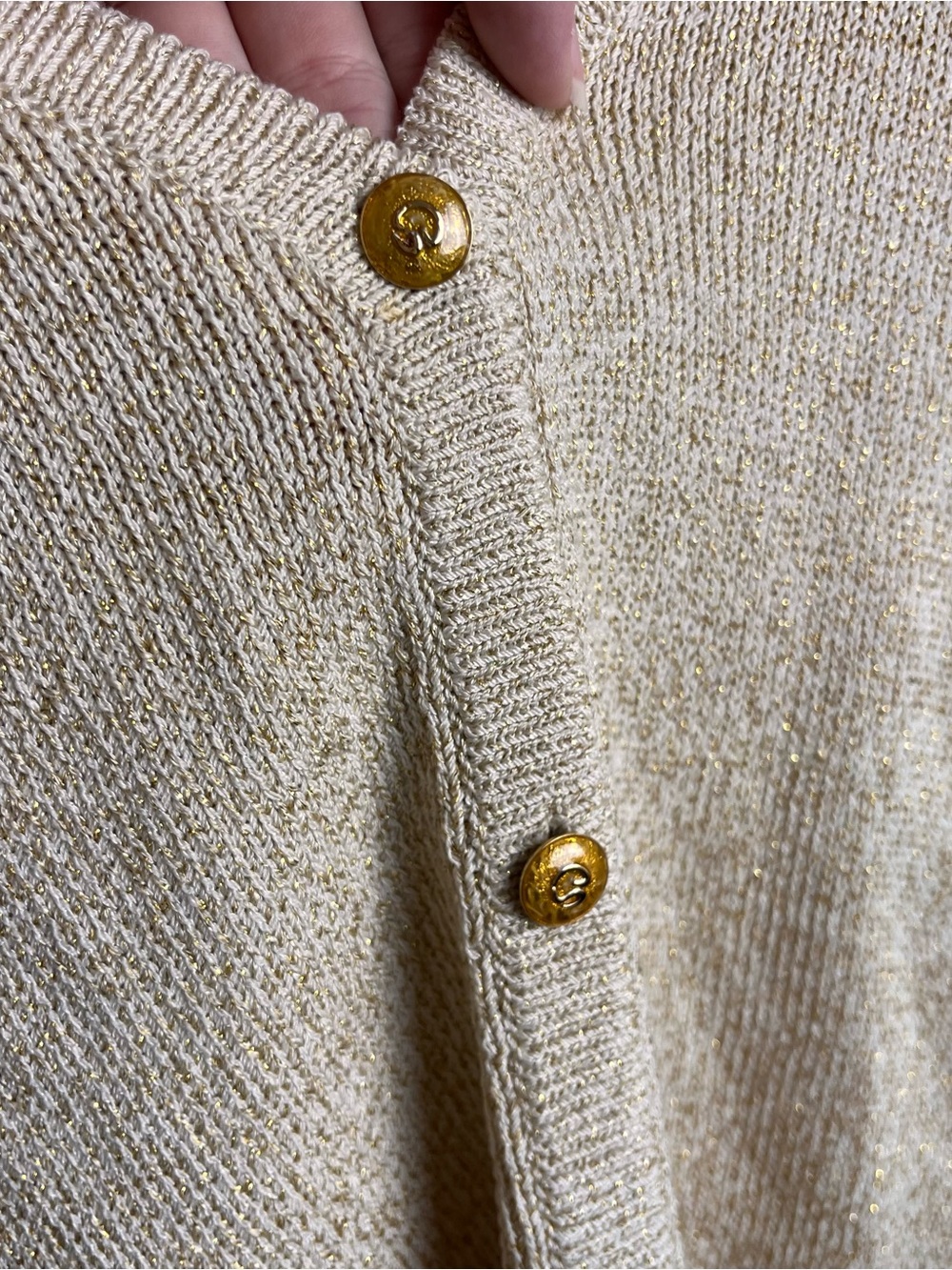 St. John Sport Marie Gold Cardigan Sweater Medium M Vintage Women’s Santana Knit - Picture 7 of 11